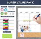 Calendar Whiteboard for Wall, 17x13 Inches Dry Erase Calendar Cork Board Combo - Image 5