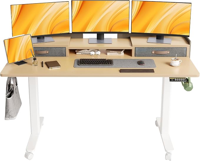 Claiks Standing Desk with Drawers, Adjustable Stand Up Electric Standing Desk by CLAIKS
