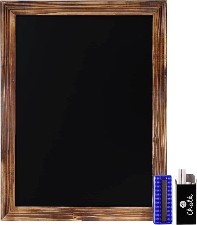 HBCY Creations 18" x 24" Torched Brown Solid Wood Frame Wall Chalkboard - Image 9
