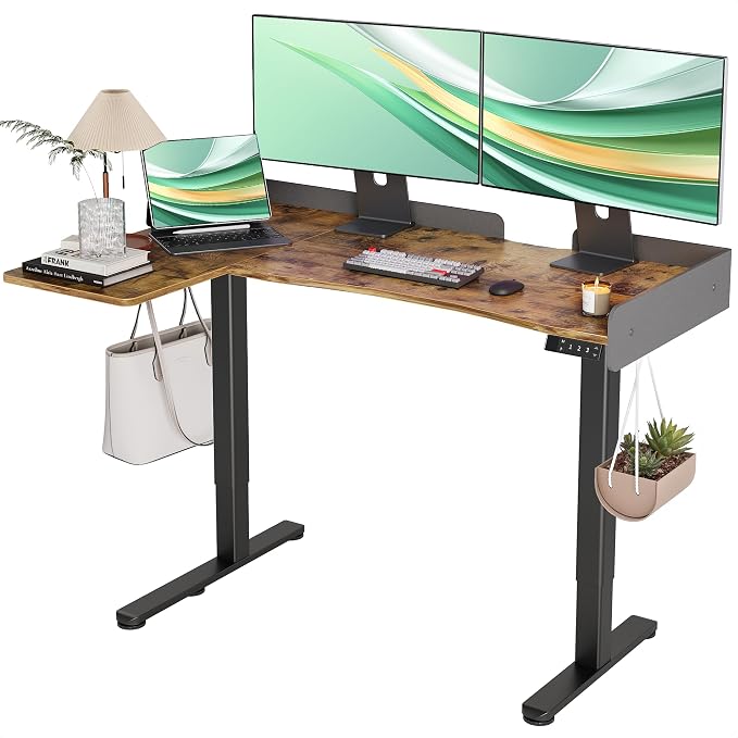 Claiks L Shaped Standing Desk, 55 Inch Electric Height Adjustable Desk Left by CLAIKS