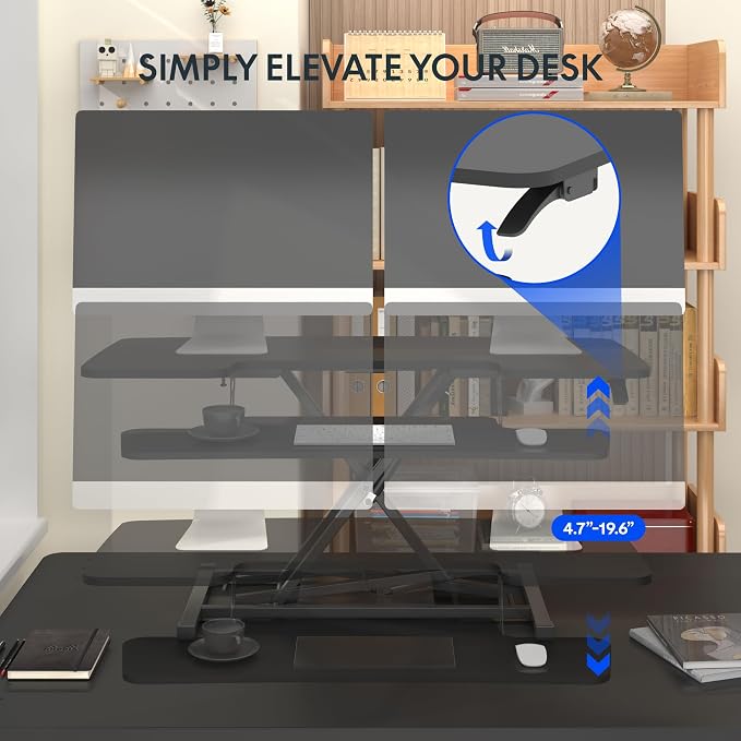 FLEXISPOT 40" Wide Standing Desk Converter Sit to Stand up Riser Height - Image 4