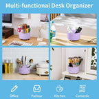 Marbrasse Desk Organizer, 360-Degree Rotating Pen Holder, Desk Organizers and - Image 3