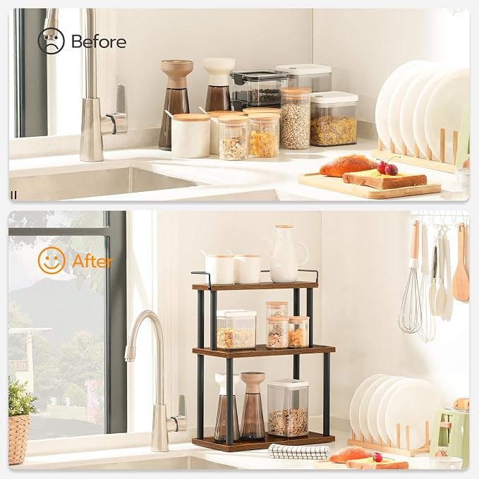 HOOBRO Kitchen Countertop Organizer, Moveable Corner Shelf, Desktop Storage - Image 4