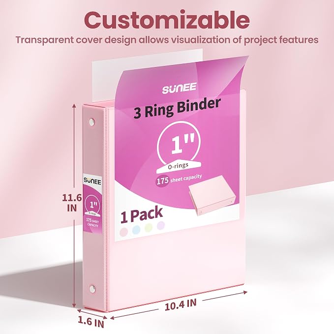 SUNEE Binder 3 Ring 1 Inch 1 Pack - Image 2