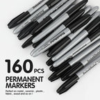 Dabo&Shobo Permanent Markers, 160 Pack Black Permanent Markers Bulk, Fine Tip - Image 2
