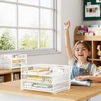 Subekyu 2-Pack 3-Tier White Metal Mesh Desk Paper Letter Tray & File Sorter - Image 5