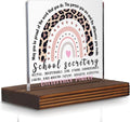 School Secretary Appreciation Gift Desk Sign, Leopard Rainbow Difference Maker by Pariveca