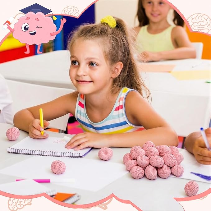 Gilprop 48 Pcs Brain Shaped Erasers Bulk, 1 Inch Mini Halloween Erasers - Image 5