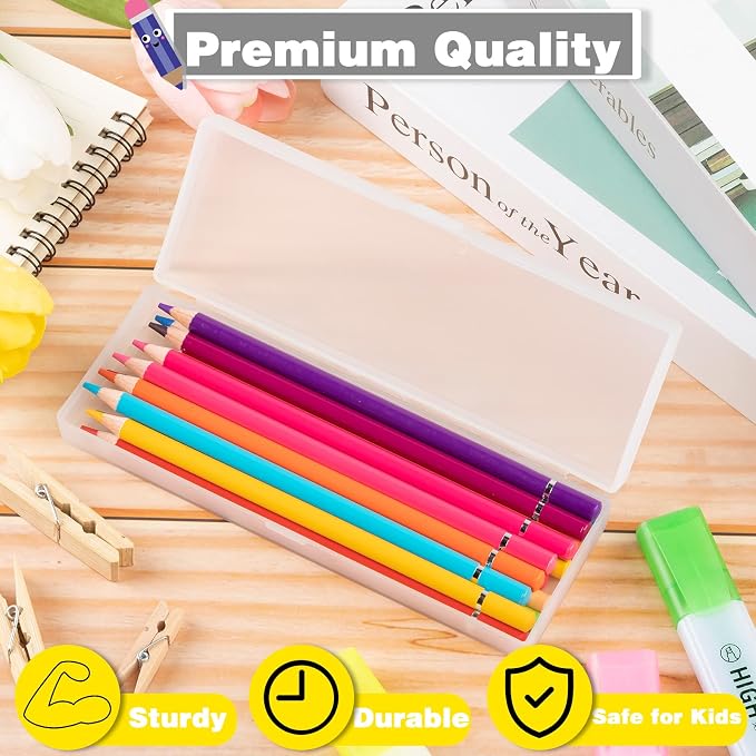 Fainne 24 Pcs Plastic Pencil Case Bulk Pencil Boxes Plastic Stationery Case - Image 3
