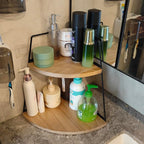 2 Tier Bathroom Counter Organizer, Standing Rack Cosmetic Holder, Wood Bathroom - Image 3