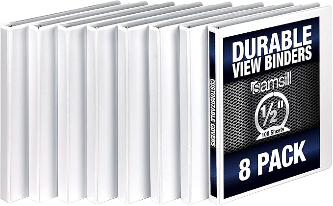 Samsill Durable .5 Inch Binder, Made in the USA, Round Ring Customizable Clear by Samsill