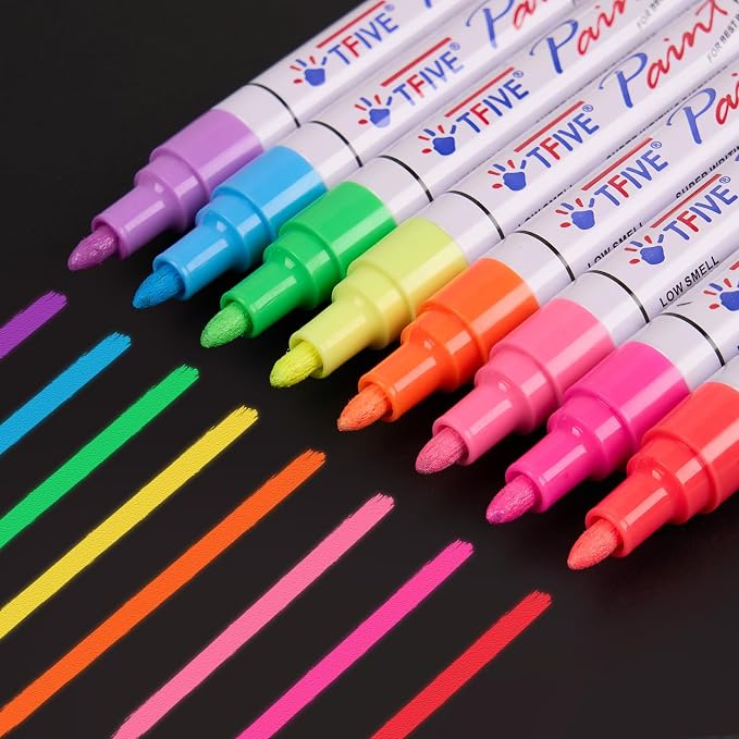TFIVE Fluorescent Paint Markers, 8 Colors Neon UV Paint Pens - Image 2