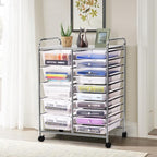 COSTWAY 15 Drawer Rolling Storage Cart, Utility Tools Paper Organizer on Wheels - Image 8