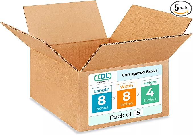 Small Moving & Shipping Boxes 8 x 8 x 4 inches by IDLPackaging