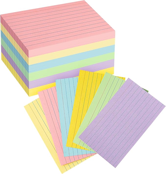 Colored Lined Index Cards 3x5 Ruled-Goefun 300 Sheets Lined Note Cards 3 x 5 by Goefun