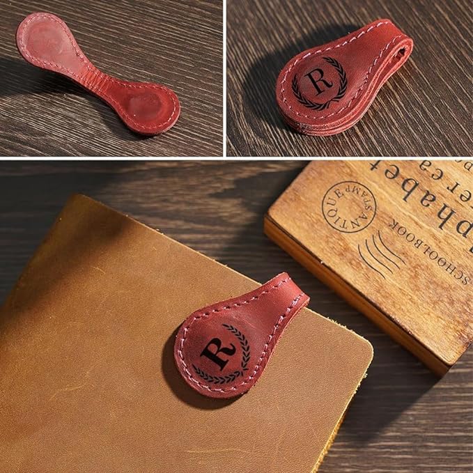Personalized Magnetic Leather Bookmark, 26 Letters Custom Bookmarks, Leather - Image 2