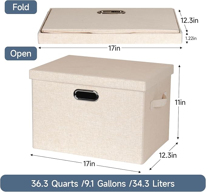 Graciadeco Large 17" 36 Quart Collapsible Stackable Storage Bins - Image 2