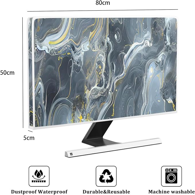 Baocicco Gray Gold Marble Waterproof 32 Inch Anti-Static Dustproof LCD/LED/HD - Image 2