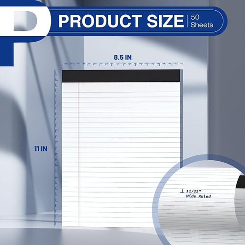 12-Pack Legal Pads 8.5"x11" Wide Ruled Note Pads - Image 2
