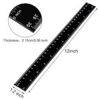 50 Pack Black Plastic Ruler, 12 Inch Standard/Metric Rulers Straight Ruler - Image 2
