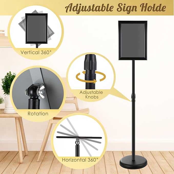 LEIFIDE 4 Pack Sign Holder Stand 8.5 x 11'' Adjustable Heavy Duty Pedestal - Image 4