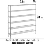Regal Altair 14" Deep x 72" Wide x 74" Height Wire Shelving Kit | 6-Tier | NSF - Image 3
