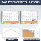 Dry Erase Calendar for Wall, 17x13 Inches Whiteboard Calendar Cork Board Combo - Image 2