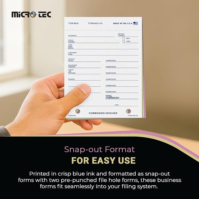 Commission Voucher Book CV-59-3 Part Carbonless Forms, Triplicate NCR Receipt - Image 5