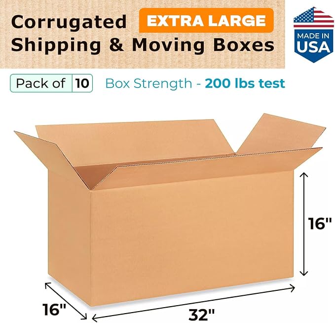 Extra Large Shipping & Moving Boxes 32x16x16 inches - Image 2