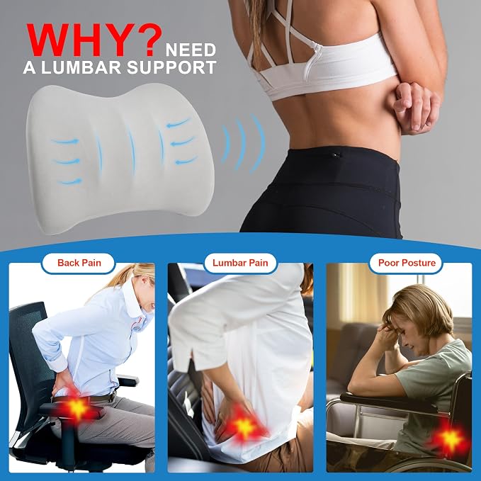 Lumbar Support Pillow for Car, Memory Foam Lumbar Pillow for Lower Back Pain - Image 3
