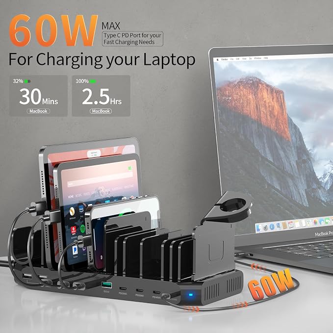 Alxum 140W USB C Charging Station -10 Port Fast Charging Station - Image 3