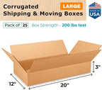 Large Shipping & Moving Boxes 20"L x 12"W x 3"H - Image 2