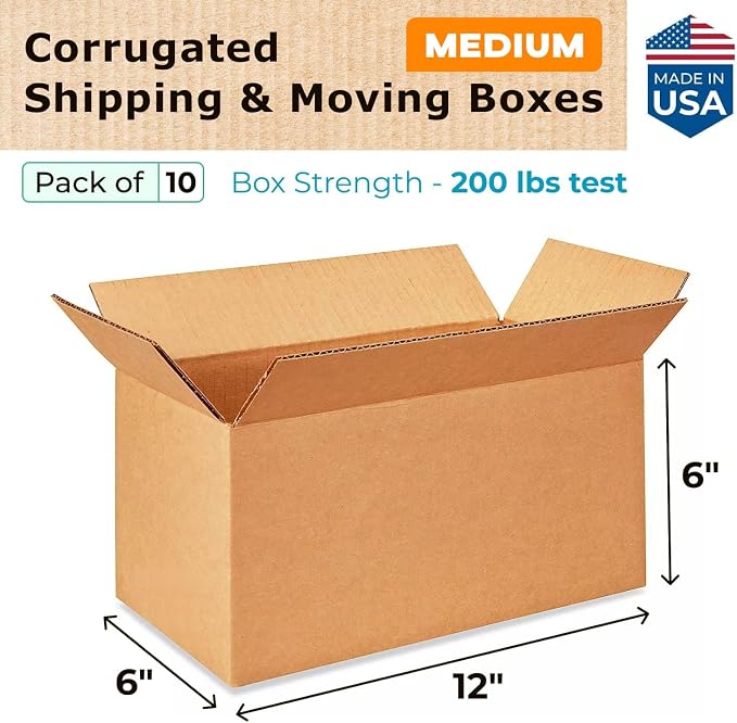 IDL Packaging - B-1266-10 Small Corrugated Shipping Boxes 12"L x 6”W x 6"H - - Image 2