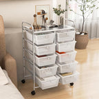 LDAILY 10 Drawer Rolling Cart, Storage Cart Organizer on Wheels, Drawer Cart - Image 2