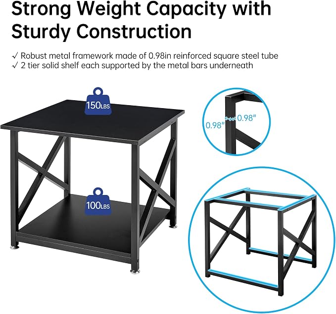 Fannova 2 Tier Large Printer Stand, 23.6 x 23.6 x 22.6 Inches Square Printer - Image 4