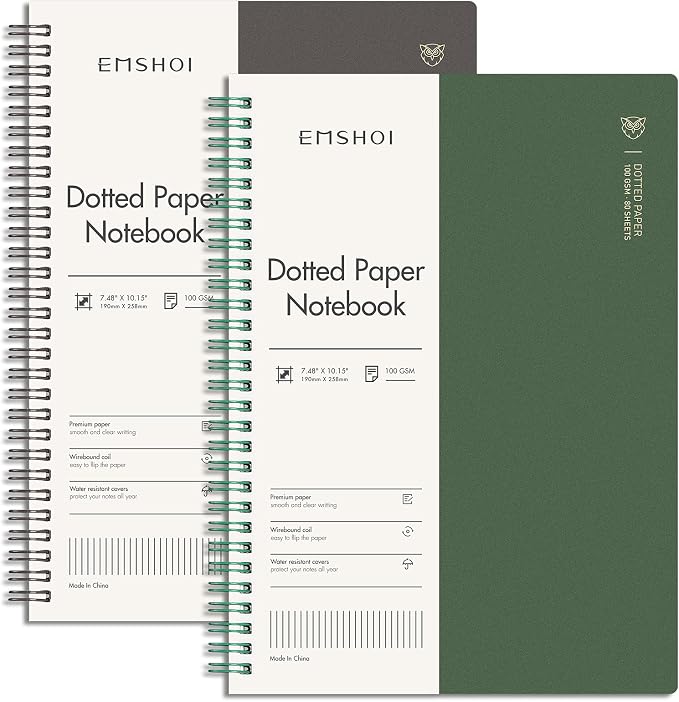 EMSHOI Dotted Journal Spiral Notebook 7.48" x 10.15" by EMSHOI