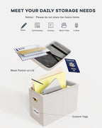 Oterri File Organizer Box with Lid, Hanging Filing File Box with Mesh Pocket - Image 4
