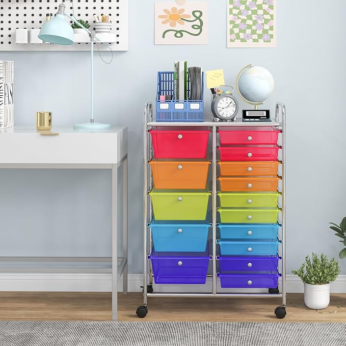 Giantex 15 Drawer Rolling Cart - Image 2