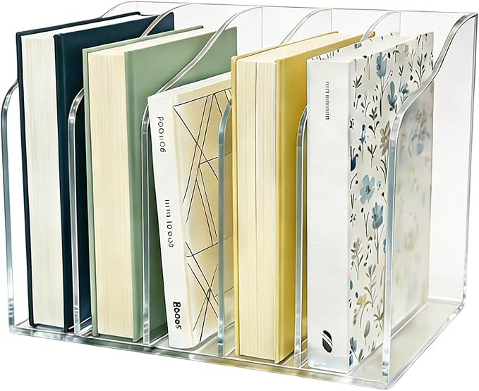 Acrylic Desk Organizer 5 Vertical Compartments Office Organization Clear by Unknown