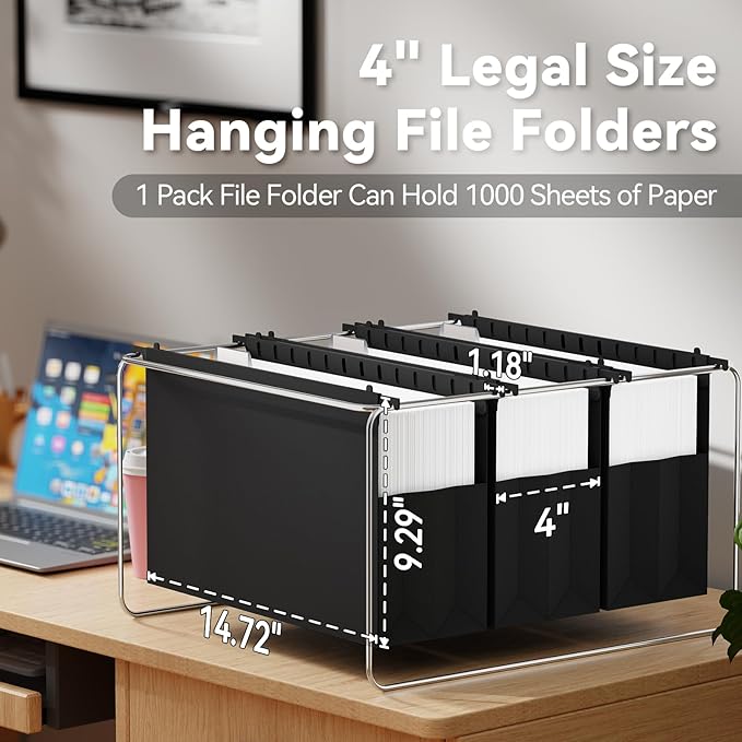 Ansook Extra Capacity Hanging File Folders Legal Size, Heavy Duty 4" Expansion - Image 3