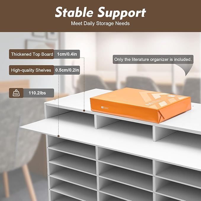 Literature Organizer with 27 Compartments | Adjustable Desktop File Sorter Mail - Image 4