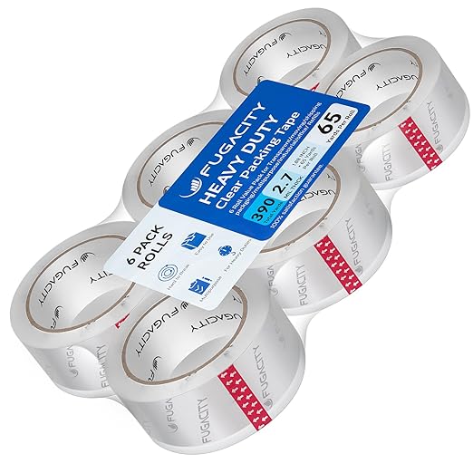 FugaCity Clear Packing Tape Refills, Heavy Duty Packaging Tape by FugaCity
