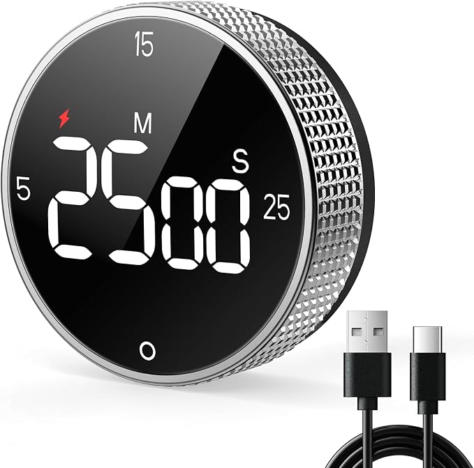 USB Rechargeable Magnetic Kitchen Timer by SmartTimingforEveryMoment