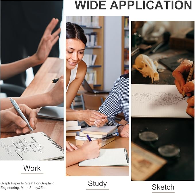 Engrowtic 24 Pack Graph Paper Spiral Notepad A5 Top Wirebound Notepad Grid - Image 4