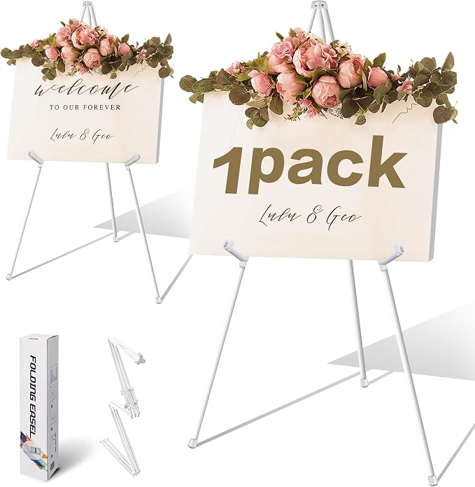 VAIIGO 63" White Easel Stand for Wedding Sign Poster Display Easel Folding Art by VAIIGO