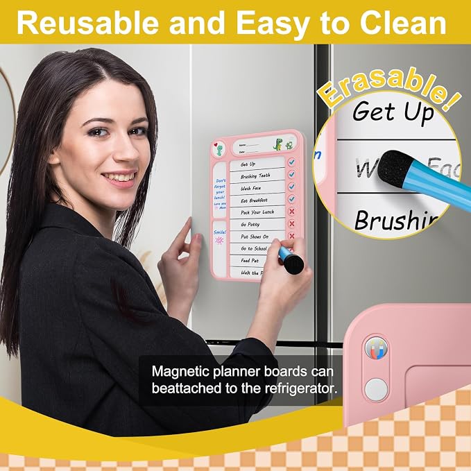 Magnetic Chore Chart for Kids, ADHD Task Tracker Easy-Check Routine Dry Erase - Image 6