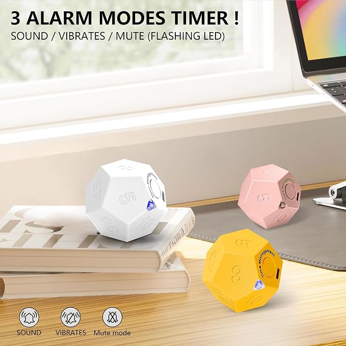 Mini 12 Sided Cube Timer, 11 Preset Times Pomodoro Timer - Image 6