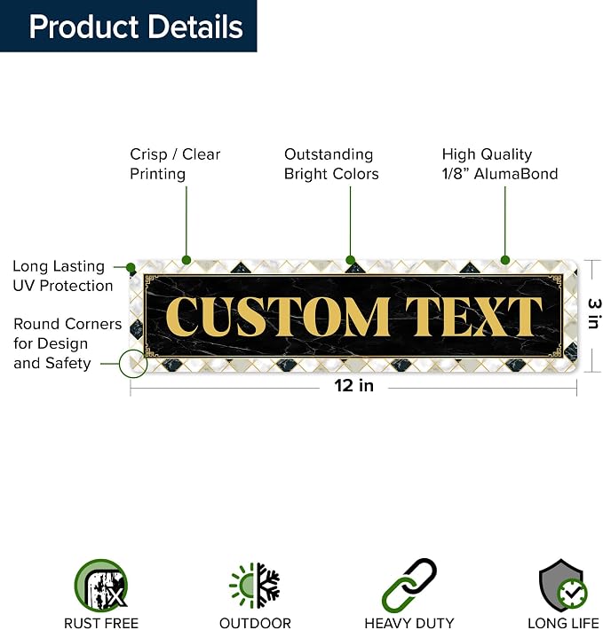Custom Sign, Custom Street Sign, 11 Font Colors, 13 Font Styles, 4 Hole Options - Image 6