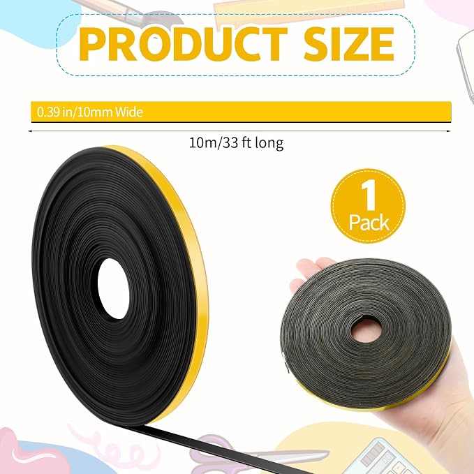 AmazingSpark Magnetic Tape Roll Thin Strips, 0.39 Inch x 33 Feet Magnetic Board - Image 2