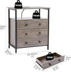 Edbuosy 3 Wooden Drawers Night Stand, 27 Inch Wide Nightstand - Image 3
